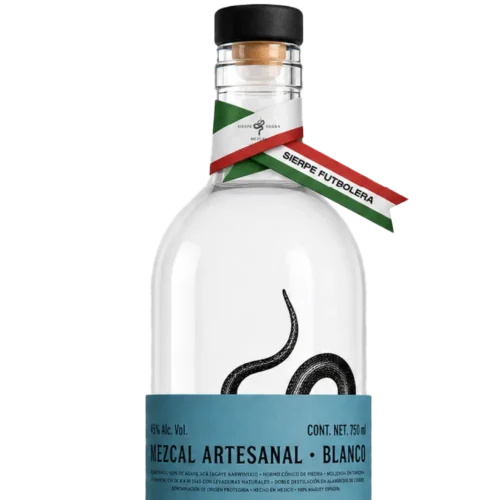 Mezcal Artesanal Sierpe Negra Espadín, Etiqueta Azul 40% Edicion Futbolera