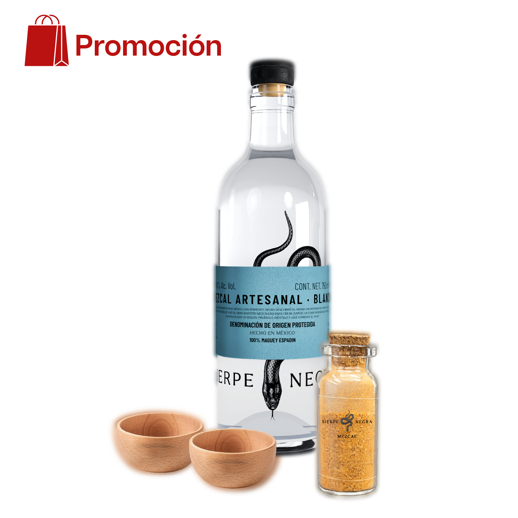 Mezcal Artesanal Sierpe Negra Espadín, Etiqueta Azul 40%